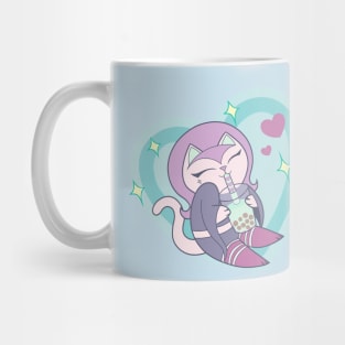 Witchy Kitty Cat Boba Tea Bubble Tea Kawaii Pastel Goth Mug